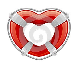 Life buoy in the shape of heart