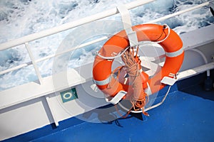 Life buoy on ship