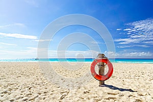 Life buoy on the tropical beach