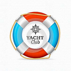 Life Buoy Yacht Club Corporate Sign Concept. Vector