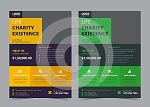 life charity flyer. promotional charity flyer. education flyer template