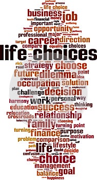 Life choices word cloud