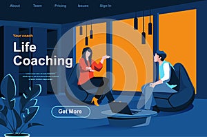 Life coaching isometric landing page.