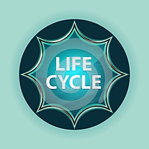 Life Cycle magical glassy sunburst blue button sky blue background