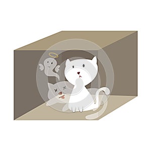 Quantum Superposition Cat in Box Isolated photo