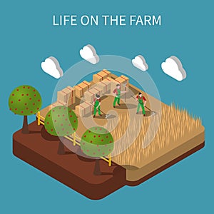 Life On Farm Isometric Composition