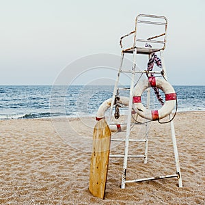 Life Guard Chair Flotation Buoy Sea Shore Concept