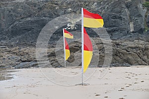 life guard flags on the beach