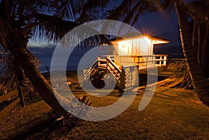 Life guard hut at twilight, Maui, Hawaii