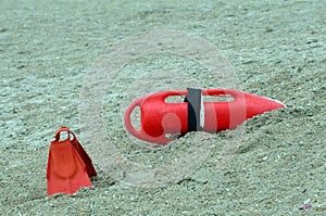 Life Guard Rescue Buoy and Flippers Life Saving photo