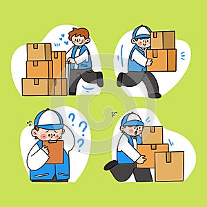 Daily Life of Hard Working Mover Digital Illustration Pack Volume 1