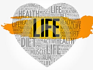 LIFE heart word cloud