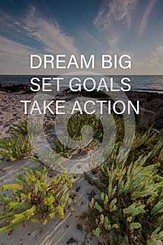 Life inspirational quotes - Dream big, set goals, take action