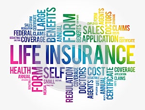 LIFE Insurance word cloud collage