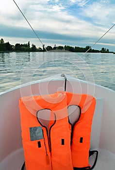 Life jacket in a boat