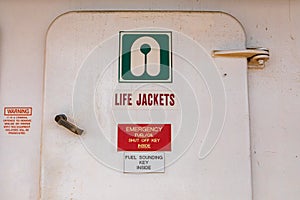 Life Jacket room on a ferryboat photo