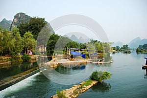 Daily life Li river in Guilin Yangshou China