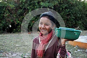 Life and lifestyle of Cambodian girl children kid people posing portrait smile for take photo with foreign traveler travel visit