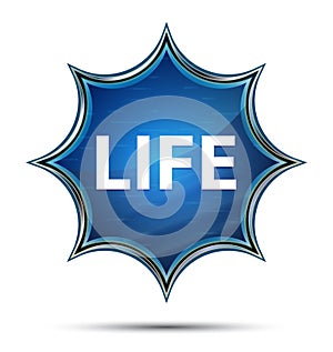 Life magical glassy sunburst blue button