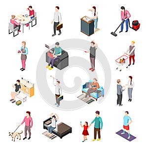 Life Of Ordinary People Isometric Icons photo