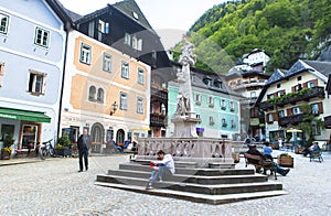 The life, people, nature in Hallstatt Village in Austria