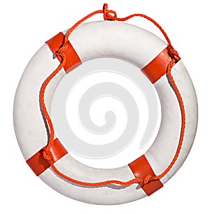 Life preserver with red rope