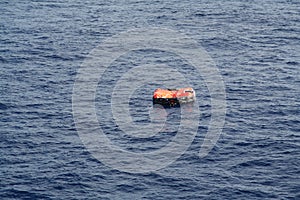 Life Raft adrift on the Ocean