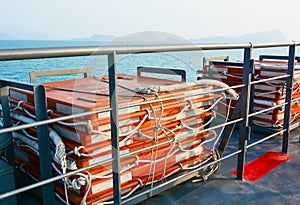 Life rafts on ferry boat