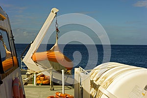 Life rafts on a passenger vessel in the caribbean