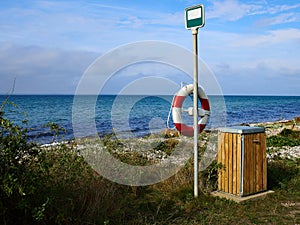 Life Ring Buoy in a beautiful beach beach