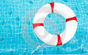 Life Ring at the swimming pool. Life Ring on water. Life Ring on