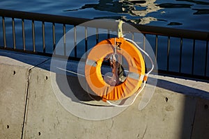 Life rings on the pier ready for rescue