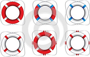 Life rings on white background