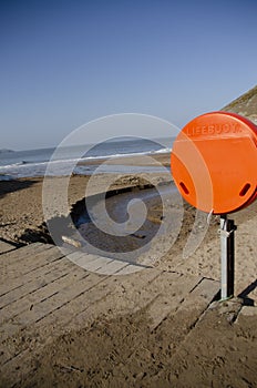 Lifebuoy at Mwnt beach, Ceredigion photo