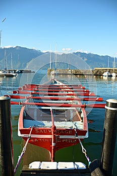 life saving boat at Geneva lake, Town of La Tour-de-Peilz, S