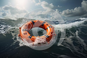 Life-saving Life buoy rescue ring. Generate AI