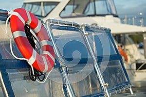 Life-saving preserver at a marina