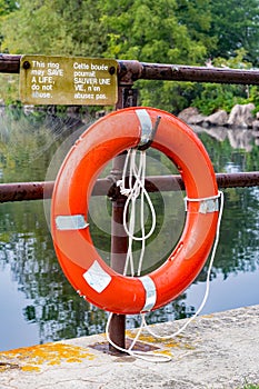 Life Saving Ring Mounted At Lock 31 In Buckhorn, Ontario