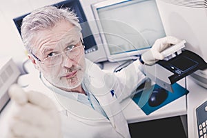Life scientist researching in the laboratory. photo
