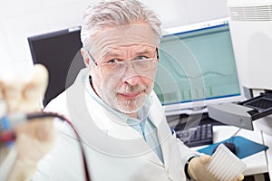 Life scientist researching in the laboratory. photo