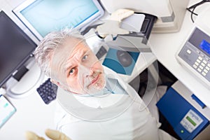 Life scientist researching in the laboratory. photo