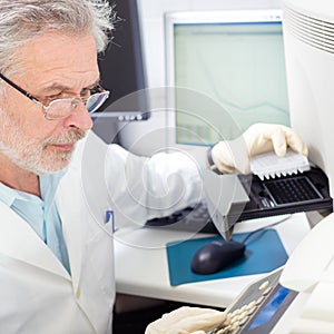 Life scientist researching in the laboratory. photo