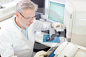 Life scientist researching in the laboratory. photo