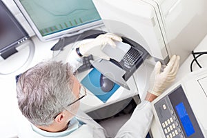 Life scientist researching in the laboratory. photo