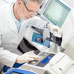 Life scientist researching in the laboratory. photo