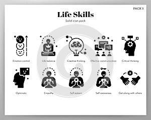 Life skills icons Solid pack photo