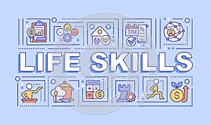 Life skills word concepts purple banner