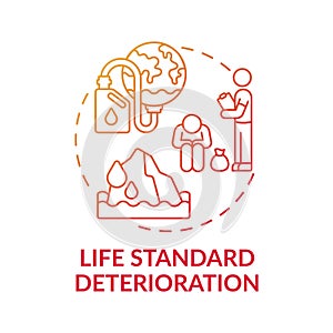 Life standard deterioration concept icon