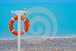 Life summer mexico preserver beach sky sea save protection buoy, concept belt guard from coast from round ocean