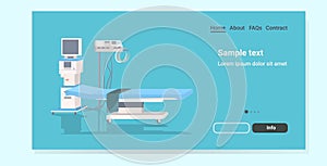 Life support machine and bed at hospital ward or operating room medicine healthcare emergency medical equipment concept